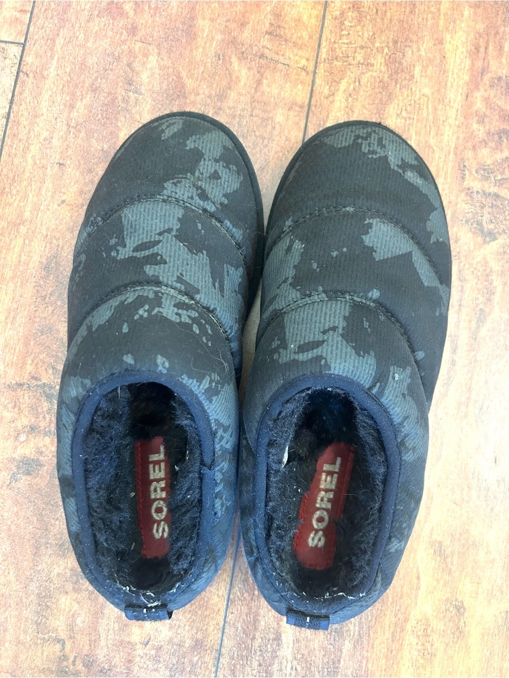 Sorel Black Camo Slip-On Slippers Womens